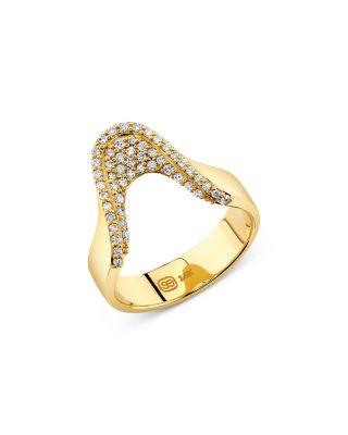 Sydney Evan 14K Yellow Gold Core Diamond Curve Ring by SYDNEY EVAN