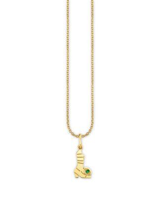 Wicked x Sydney Evan 14K Yellow Gold Emerald Elphaba Pure Boot Charm Necklace by SYDNEY EVAN
