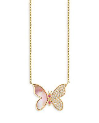 Wicked x Sydney Evan 14K Yellow Gold Glinda Diamond Pav&eacute; Butterfly Pendant Necklace by SYDNEY EVAN