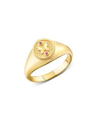 Wicked x Sydney Evan 14K Yellow Gold Glinda Signet Ring by SYDNEY EVAN
