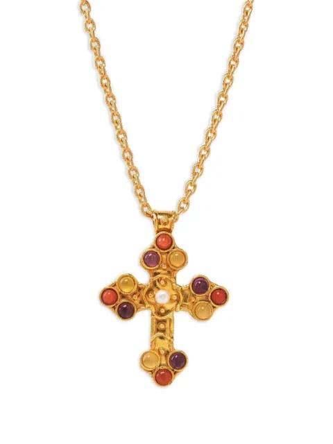Cross multi-stone necklace by SYLVIA TOLEDANO