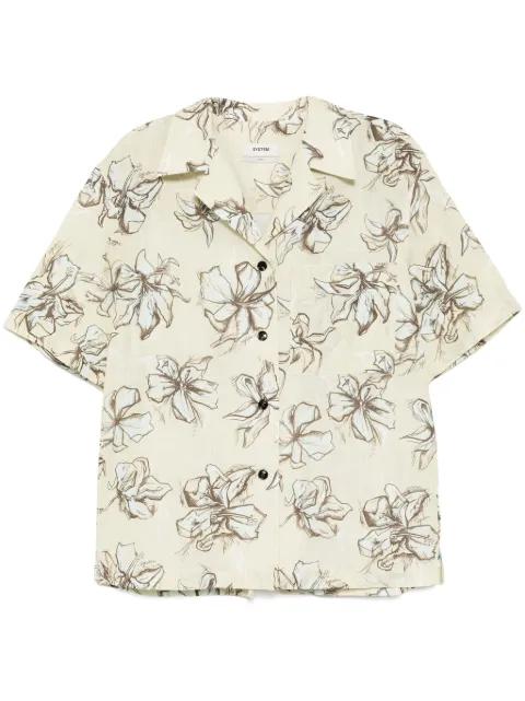 flower-printed bowling shirt by SYSTEM