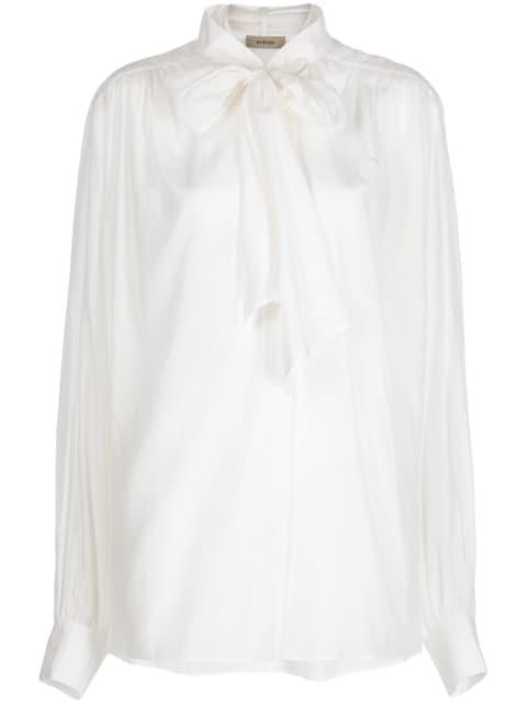 semi-sheer long-sleeve shirt by SYSTEM