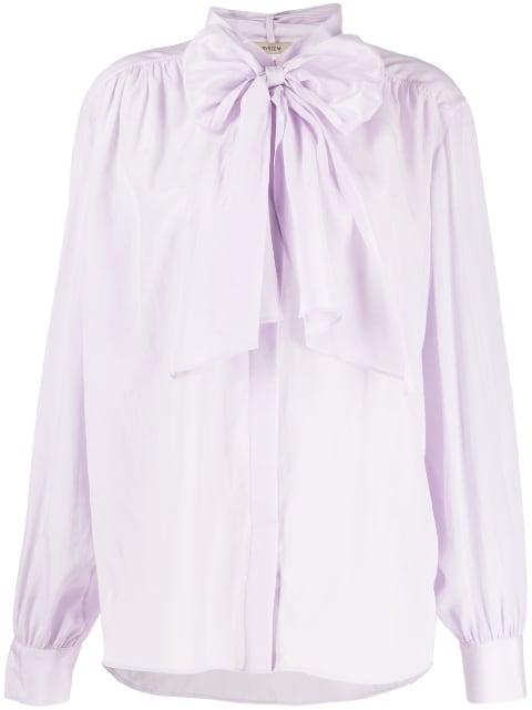 semi-sheer pussy-bow blouse by SYSTEM