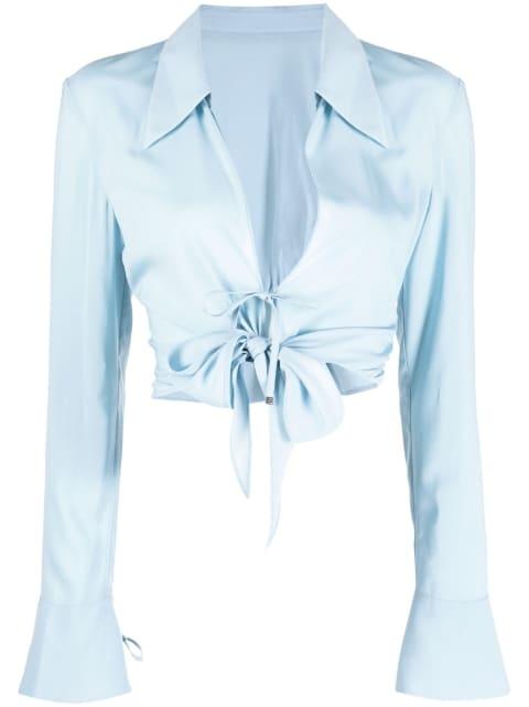 tie-fastening cropped blouse by SYSTEM