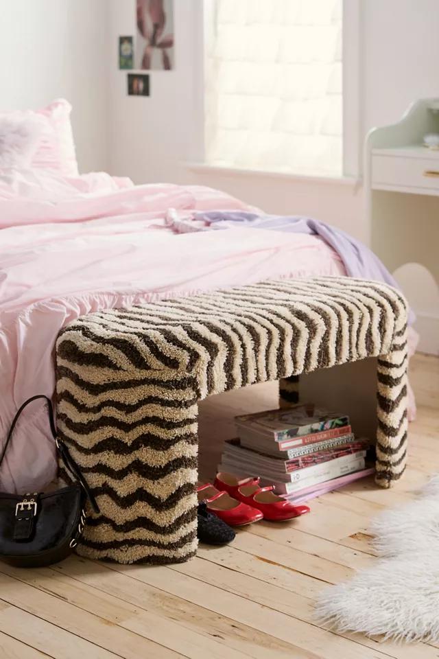 TOV Furniture Zebra Striped Shaggy Tufted Bench by T OV FURNITURE