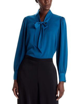 Bow Neck Tie Blouse by T TAHARI