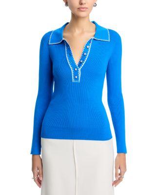 Contrast Whipstitch Rib Sweater by T TAHARI