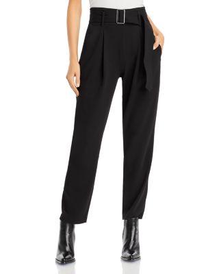 Crepe Pull On Front Pleated Self Belted Pants by T TAHARI
