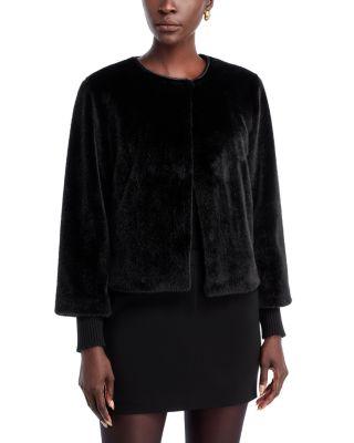Faux Fur Knit Cuff Jacket by T TAHARI