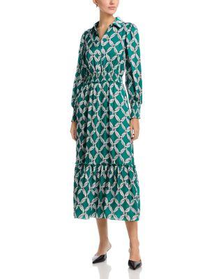 Half Placket Button Down Peplum Hem Dress by T TAHARI