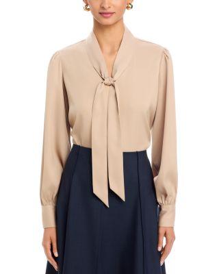 Long Sleeve Bow Tie Neck Blouse by T TAHARI