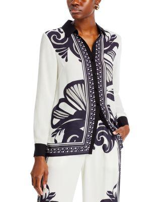 Printed Button Front Shirt by T TAHARI