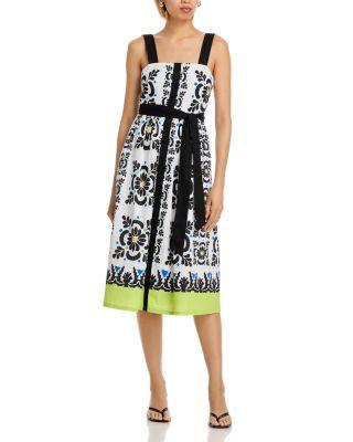 Printed Square Neck Midi Dress by T TAHARI