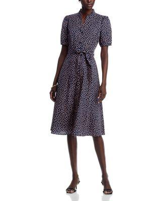 Puff Sleeve Cotton Printed Dress by T TAHARI