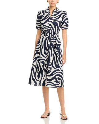 Puff Sleeve Cotton Stretch Midi Dress by T TAHARI