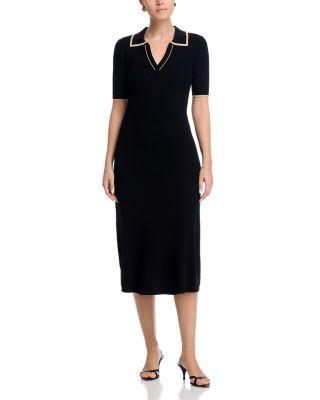 Short Sleeve Polo Collar Midi Dress by T TAHARI