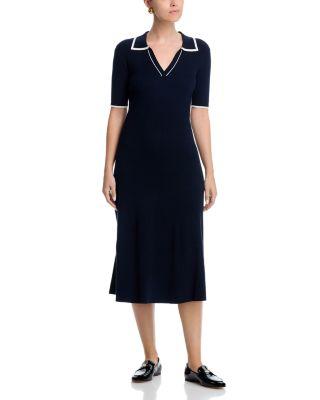 Short Sleeve Polo Collar Midi Dress by T TAHARI