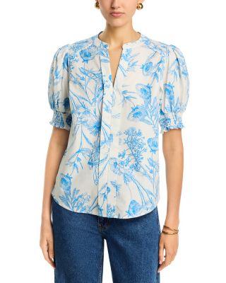 Short Sleeve Split Neck Blouse by T TAHARI
