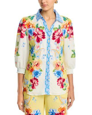 Three Quarter Sleeve Button Down Blouse by T TAHARI