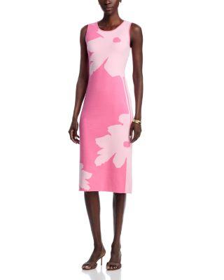 Two Tone Jacquard Graphic Floral Sweater Dress by T TAHARI
