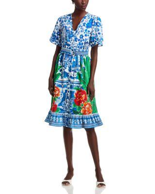 V Neck Button Down Dress by T TAHARI