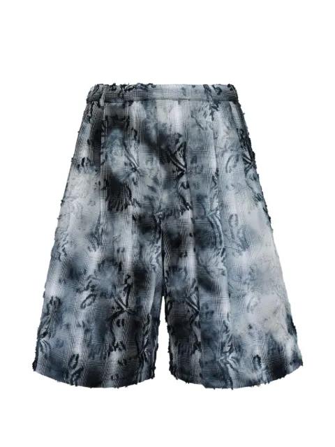 bleached effect check shorts by TAAKK