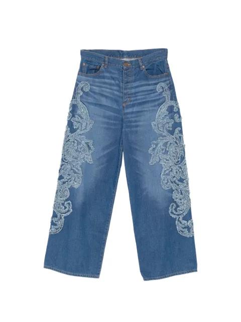 floral-appliqué jeans by TAAKK