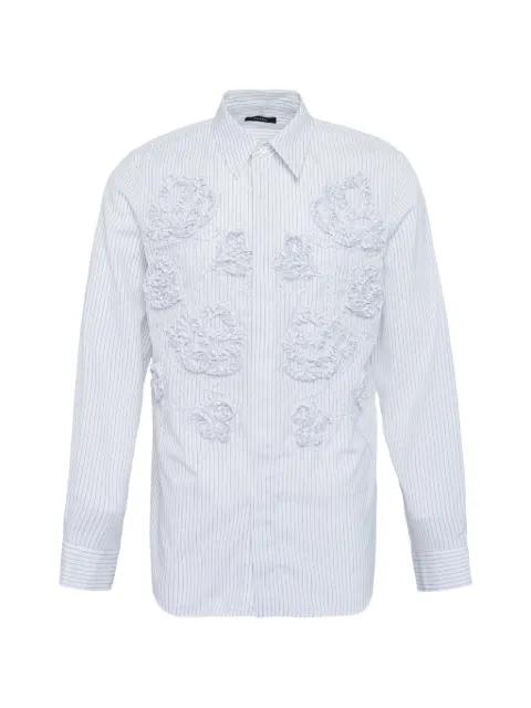 floral-appliqué striped shirt by TAAKK
