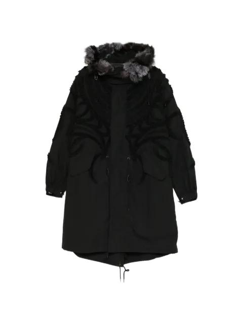 ruffle-trimmed faux-fur trim coat by TAAKK