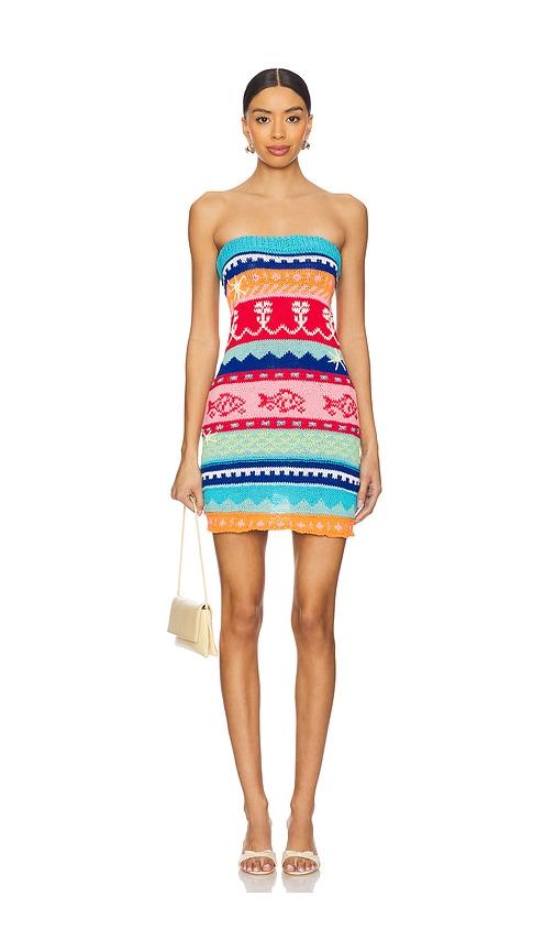 Tach Clothing Salma Knitted Mini Dress in Blue,Coral by TACH CLOTHING