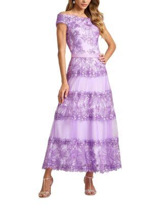 Adriane Floral Embroidered Tea-Length Dress by TADASHI SHOJI