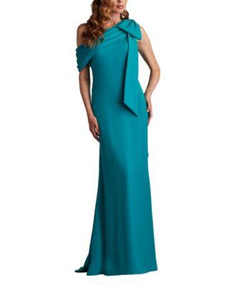 Cassia Bow-Shoulder Crepe Gown by TADASHI SHOJI