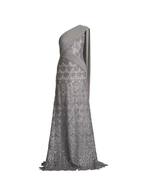 Eamon sequin-embellished one-shoulder gown by TADASHI SHOJI