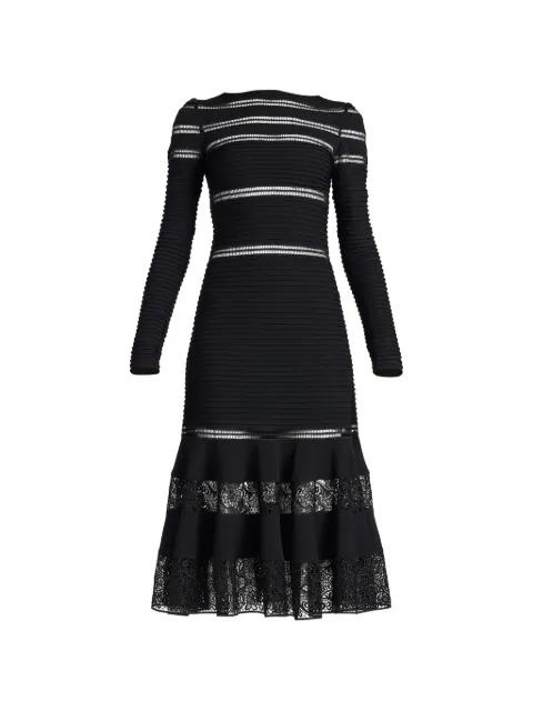 Fiora lace-panelled fluted midi dress by TADASHI SHOJI