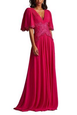 Indira Embroidered Chiffon Gown by TADASHI SHOJI