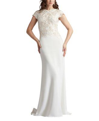 Isadora Embroidered Crepe Gown by TADASHI SHOJI