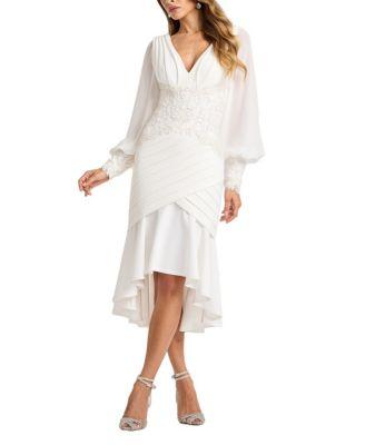 Kalina Blouson Sleeve High-Low Dress by TADASHI SHOJI Kalina Blouson Sleeve High-Low Dress by TADASHI SHOJI