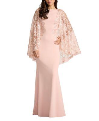 Margolin Embroidered Cape Gown by TADASHI SHOJI