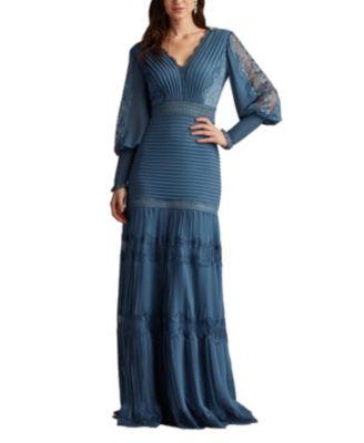 Nyssa Bishop Sleeve Gown-SLATE by TADASHI SHOJI
