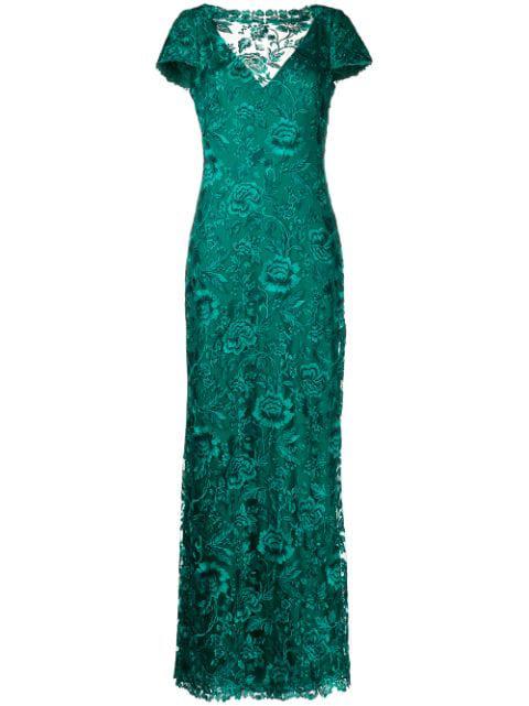 Oran embroidered tulle floor-length gown by TADASHI SHOJI