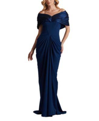 Seraphine Pleated Portrait Collar Gown by TADASHI SHOJI