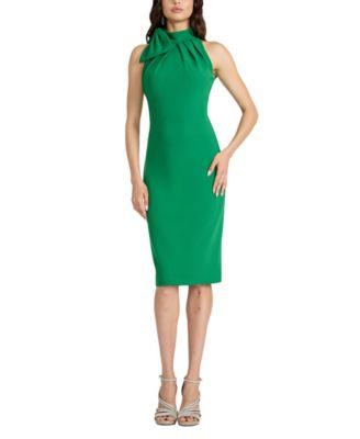 Sims Taffeta Shoulder Bow Halter Dress by TADASHI SHOJI