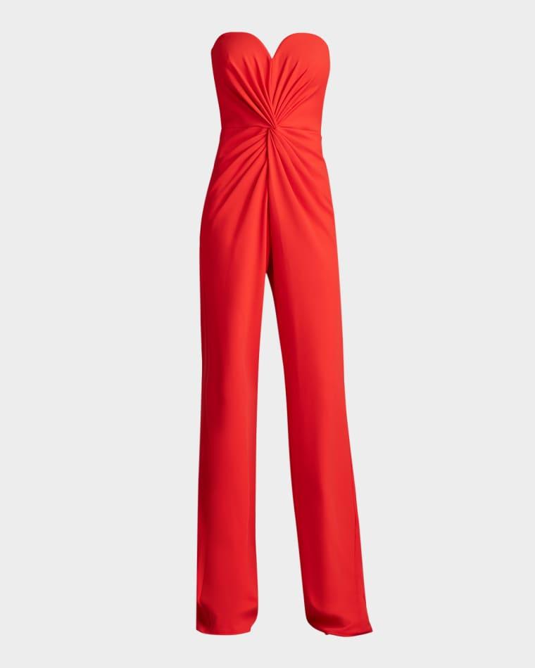 Strapless Twist-Front Crepe Jumpsuit by TADASHI SHOJI