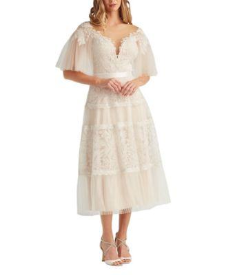 Tresca Embroidered Tulle Midi Dress by TADASHI SHOJI