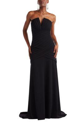 Vionna Shutter-Pleated Crepe Gown by TADASHI SHOJI
