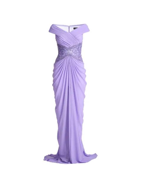 draped embroidered dress by TADASHI SHOJI