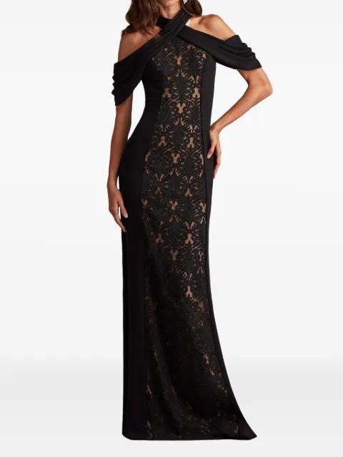 off-shoulder lace-embroidered gown by TADASHI SHOJI