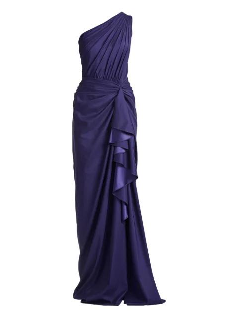 one-shoulder ruffled maxi dress by TADASHI SHOJI