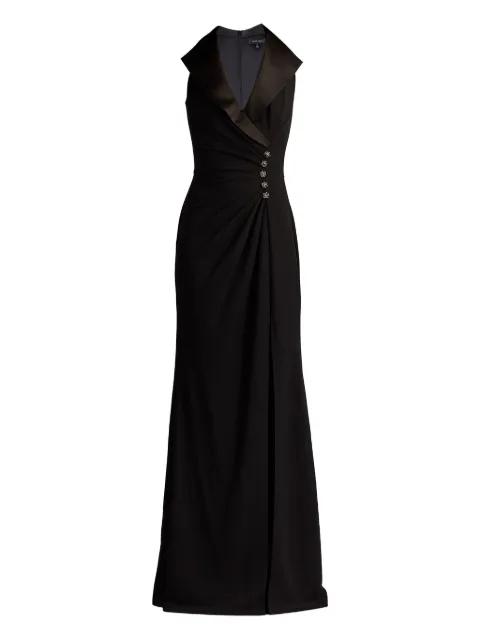 satin-collar embellished gown by TADASHI SHOJI